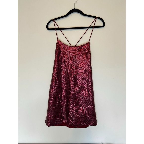 Cosmopolitan Dress the population small Kimberly sequin mini dress cranberry NWT - Picture 8 of 9